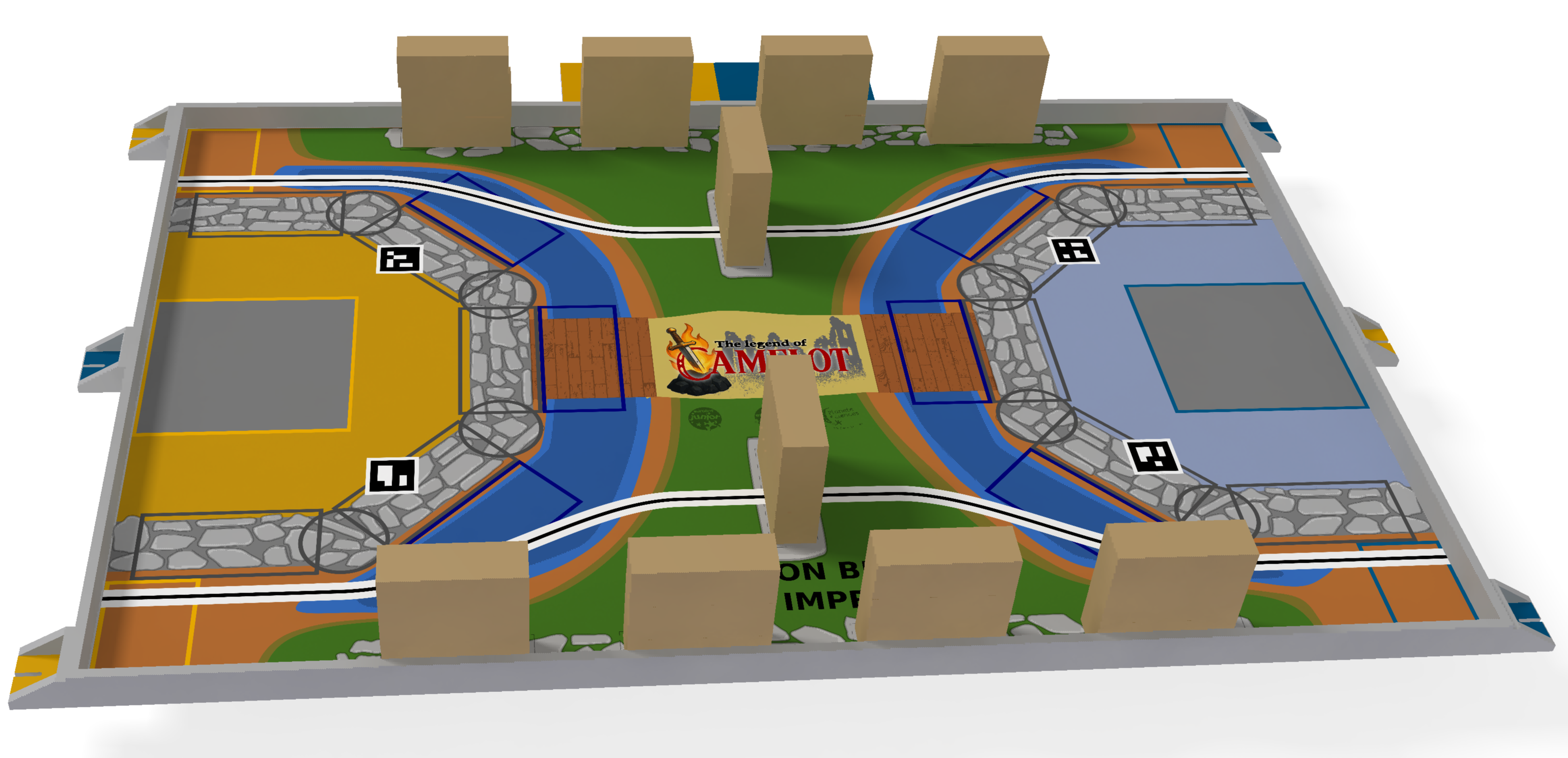 Rendu 3D de la table de jeu de la Coupe de France de robotique